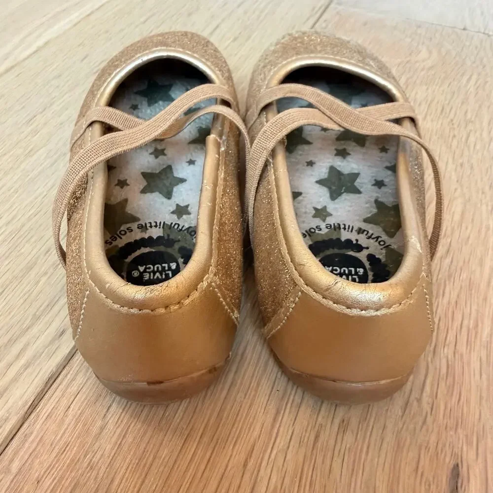 Livie & Luca Aurora Gold Sparkle Glitter Ballet Flats Toddler Size 7